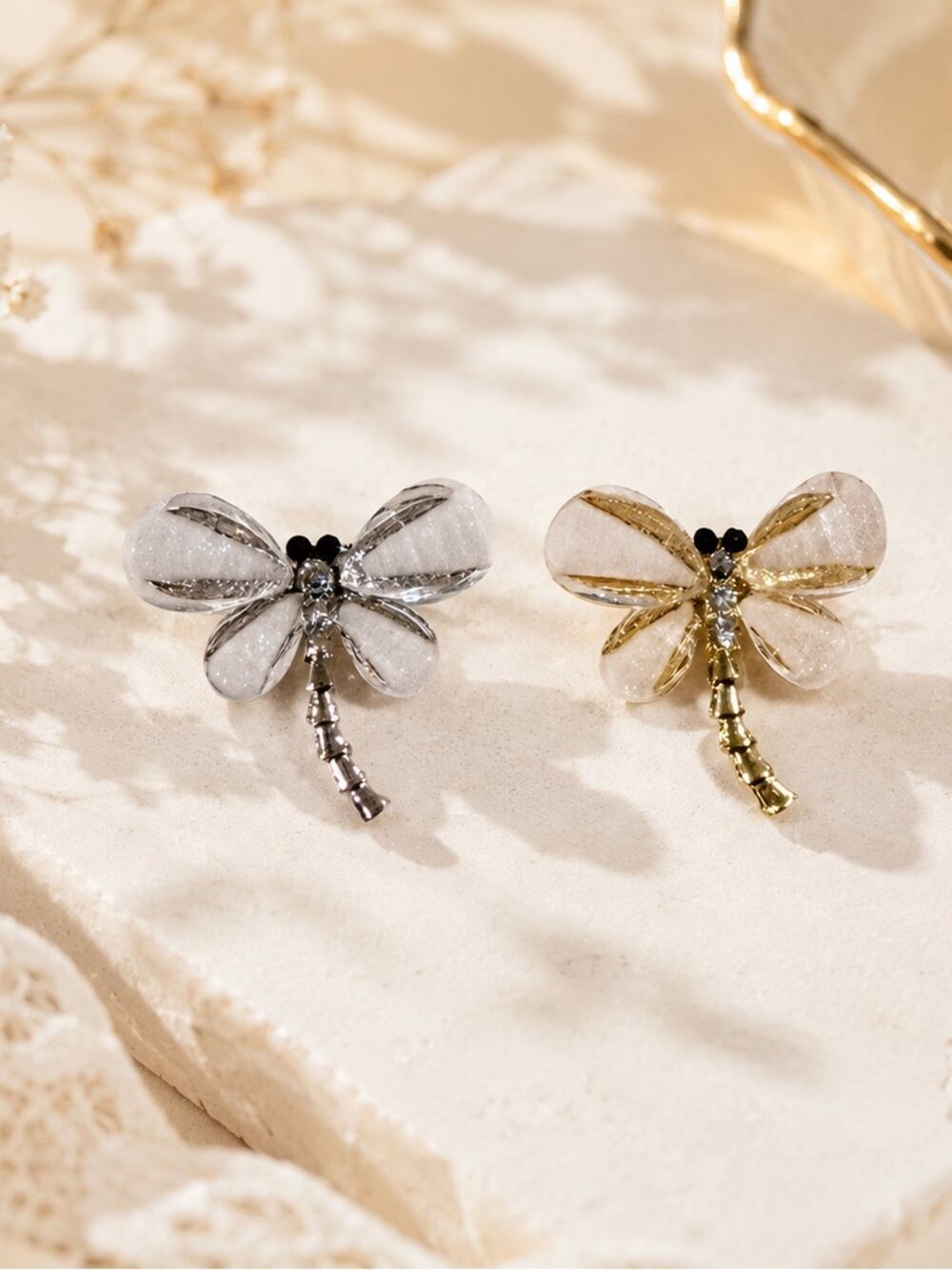 2 vintage inspired Dragonfly Stud brooch pin set cute preppy gift